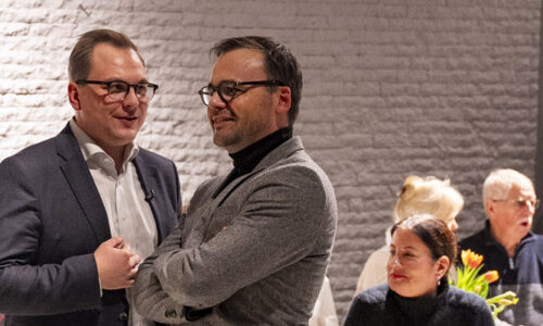 Richard Kiekebusch (CDU-BürgermeisterkandidatStahnsdorf) und Dr. Jan Redmann (Landesvorsitzender, Fraktionsvorsitzender und Spitzenkandidat der CDU Brandenburg) beim Neujahrsempfang 2024 in der Waldschänke Stahnsdorf